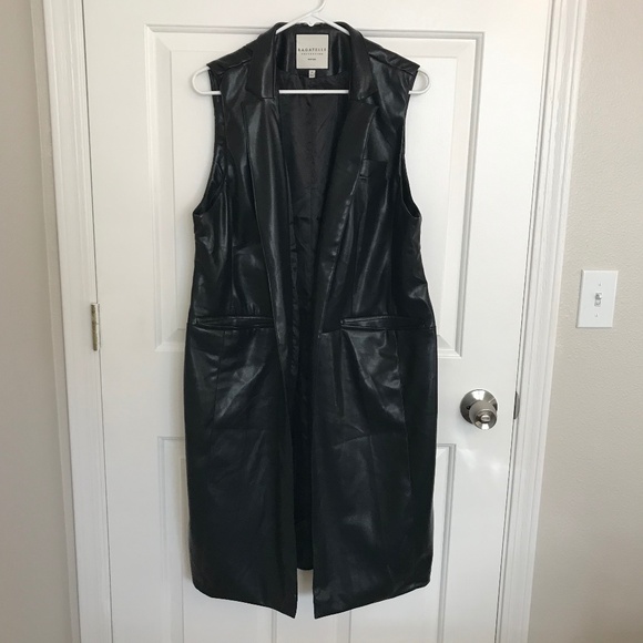 Christmas Bagatelle Faux-Leather Longline Vest Jacket Coat Size XL Black - Picture 2 of 8